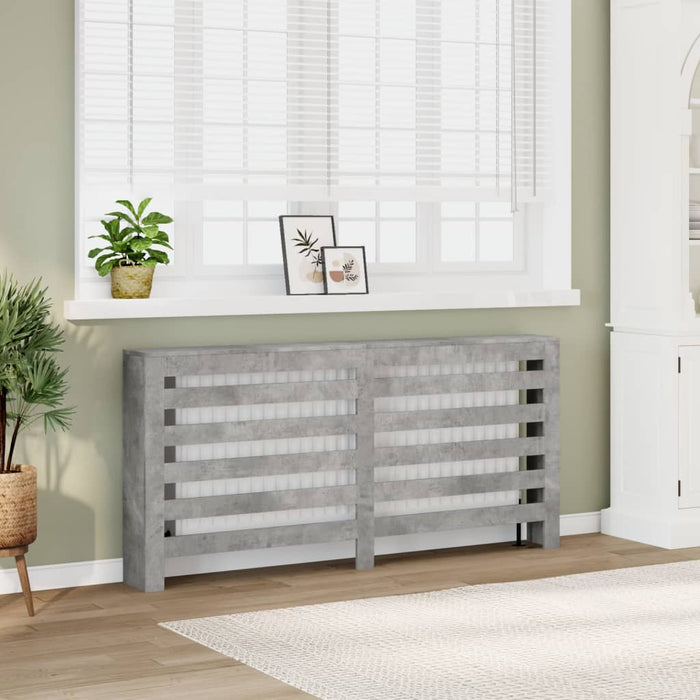 vidaXL Radiator Cover Concrete Grey 175x20x82 cm Engineered Wood