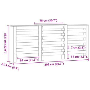 vidaXL Radiator Cover Black 205x21.5x83.5 cm Engineered Wood