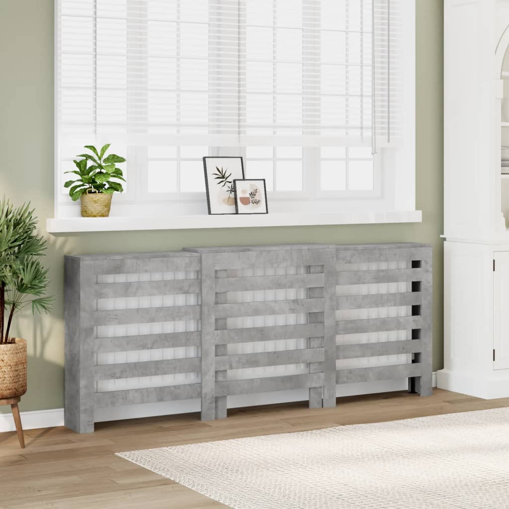 vidaXL Radiator Cover Concrete Grey 205x21.5x83.5 cm Engineered Wood