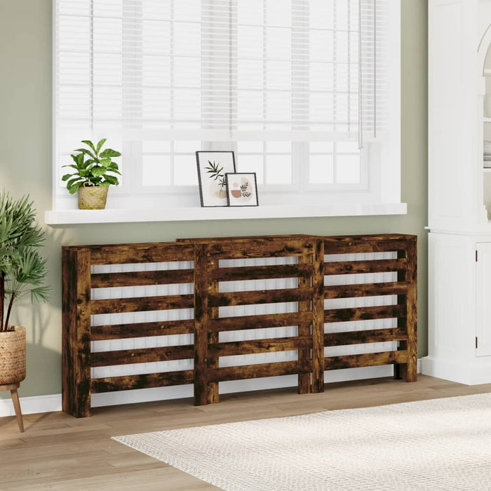 vidaXL Radiator Cover Smoked Oak 205x21.5x83.5 cm Engineered Wood