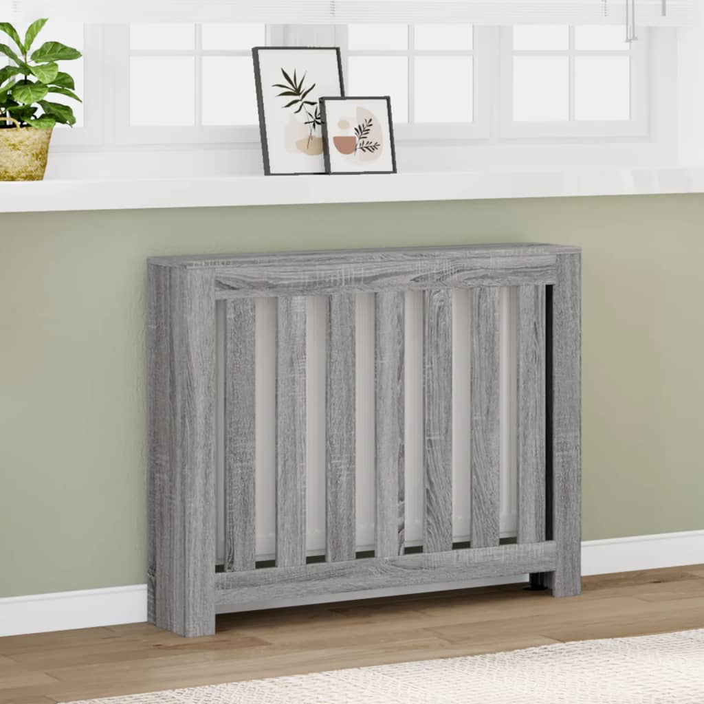 vidaXL Radiator Cover Grey Sonoma 104x20x82 cm Engineered Wood