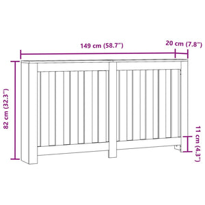 vidaXL Radiator Cover Black 149x20x82 cm Engineered Wood