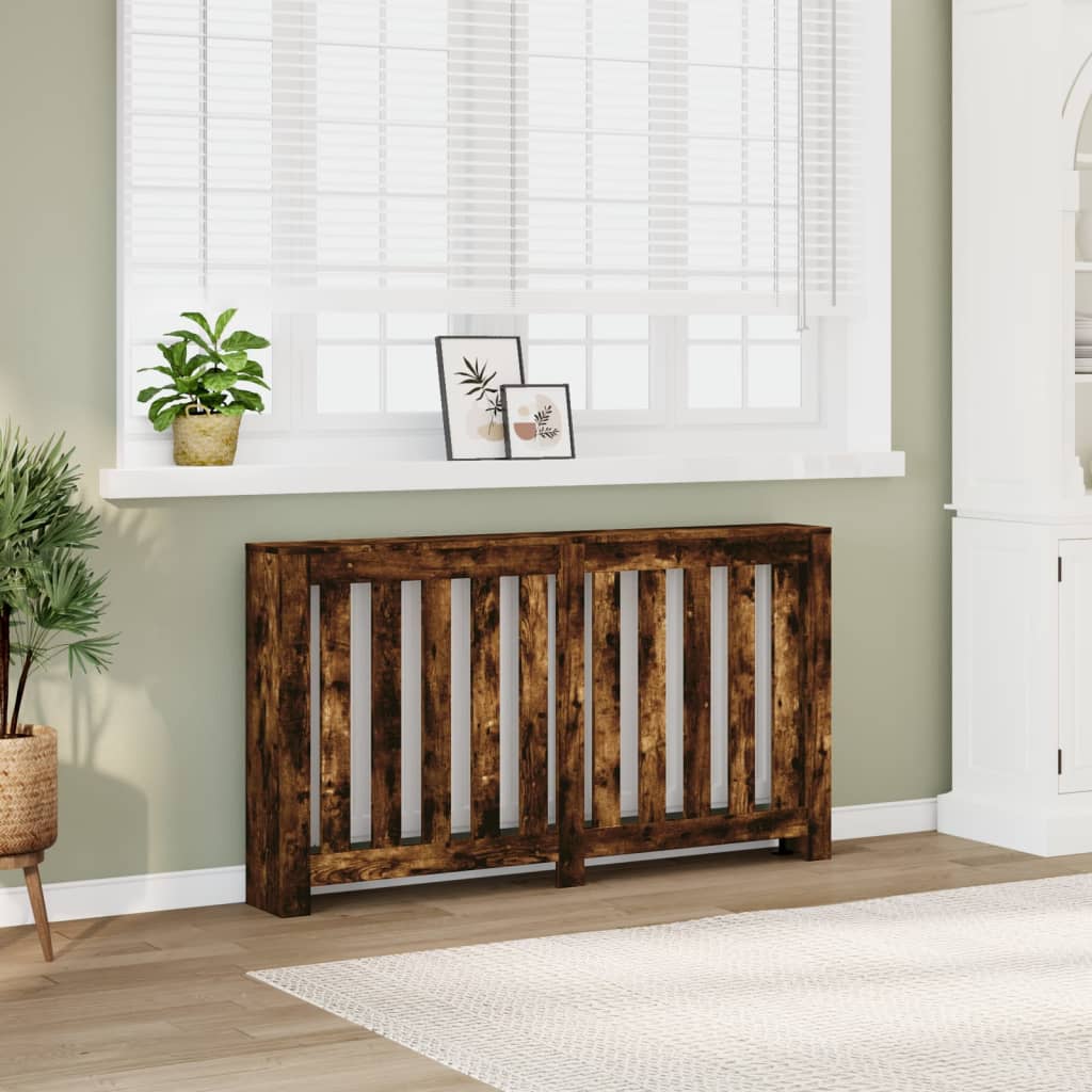vidaXL Radiator Cover Smoked Oak 149x20x82 cm Engineered Wood