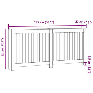 vidaXL Radiator Cover Black 175x20x82 cm Engineered Wood