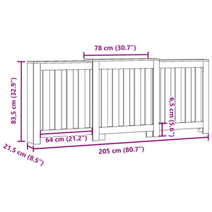 vidaXL Radiator Cover Black 205x21.5x83.5 cm Engineered Wood