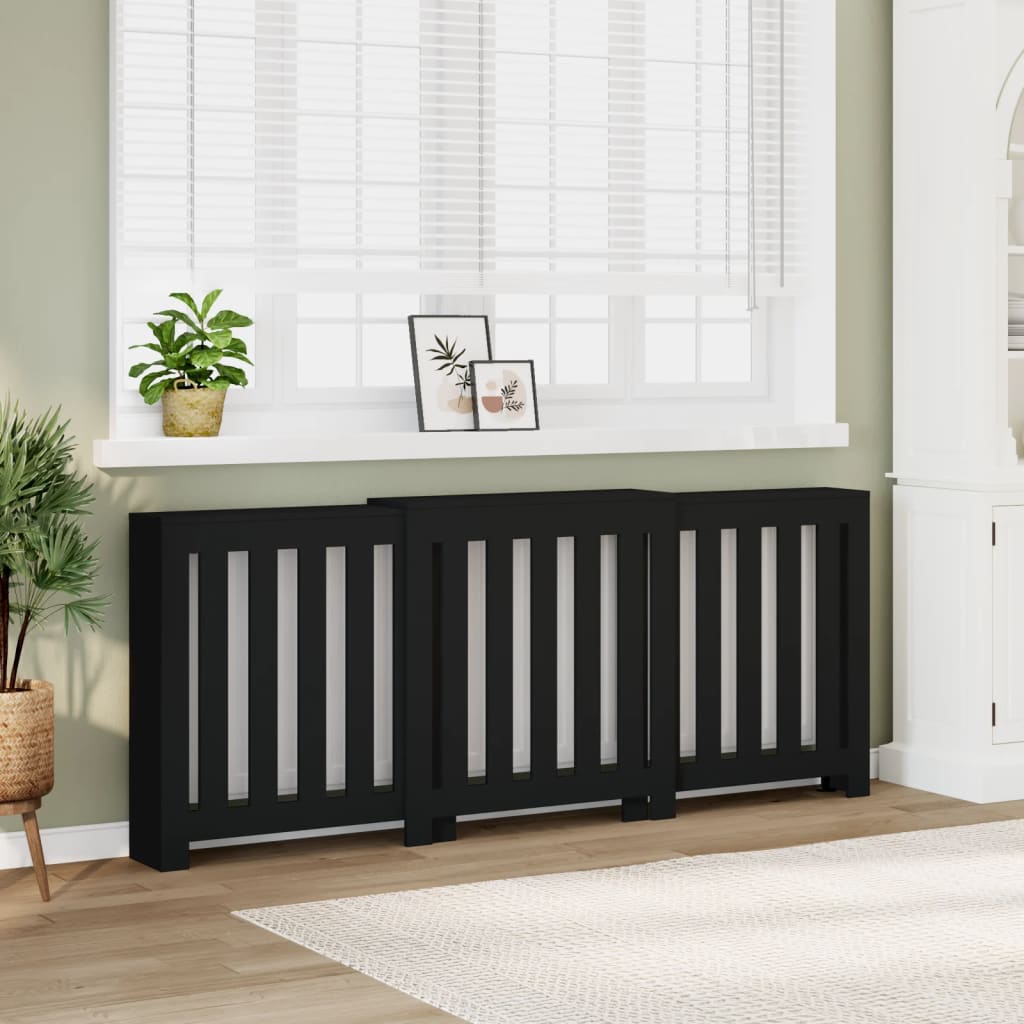 vidaXL Radiator Cover Black 205x21.5x83.5 cm Engineered Wood