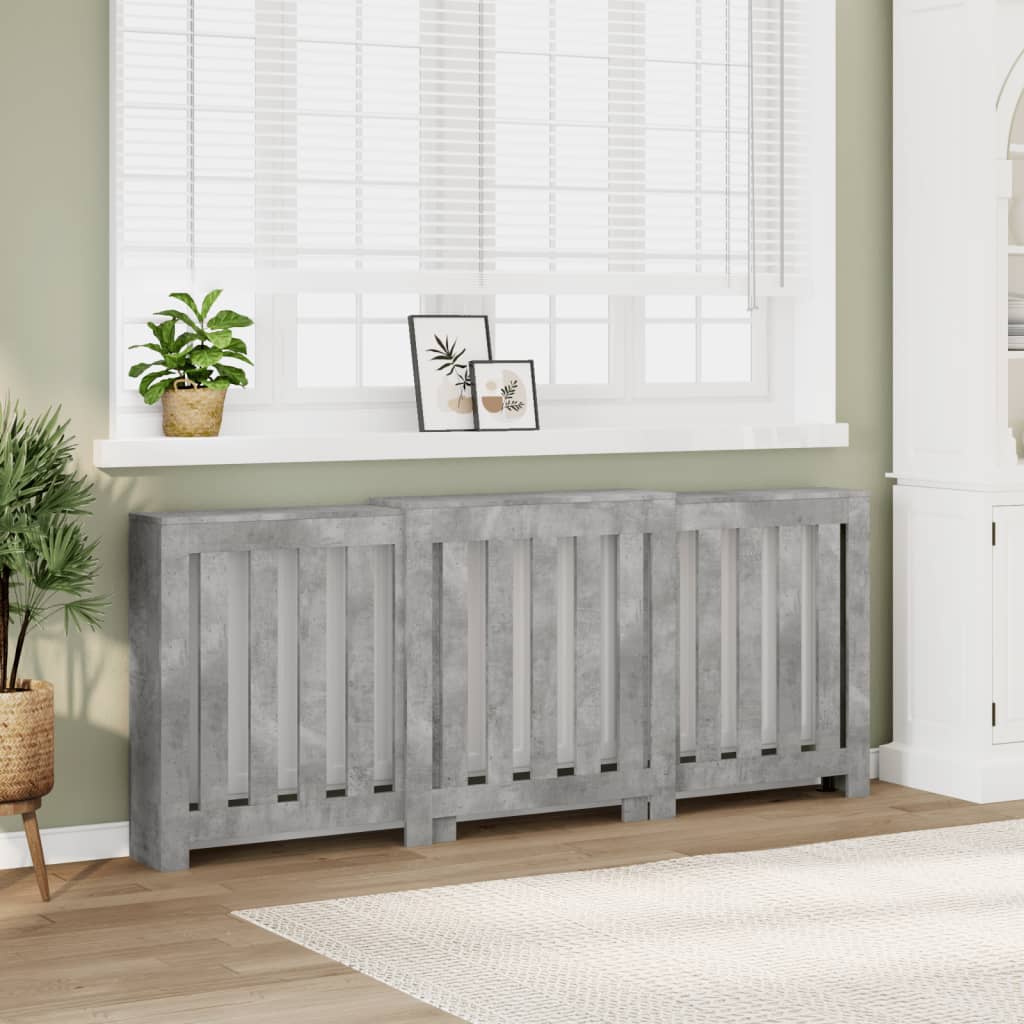 vidaXL Radiator Cover Concrete Grey 205x21.5x83.5 cm Engineered Wood