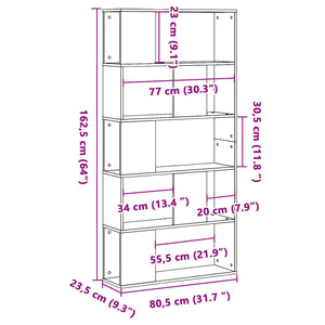 vidaXL Bookcase 5-Tier White 80.5x23.5x162.5 cm Engineered Wood