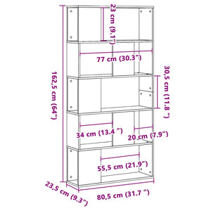 vidaXL Bookcase 5-Tier Black 80.5x23.5x162.5 cm Engineered Wood