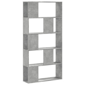 vidaXL Bookcase 5-Tier Concrete Grey 80.5x23.5x162.5 cm Engineered Wood