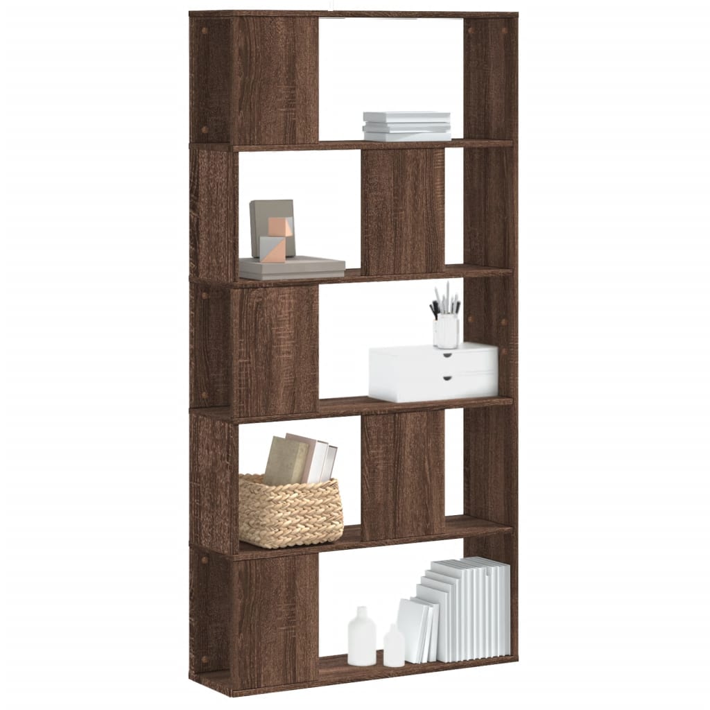 vidaXL Bookcase 5-Tier Brown Oak 80.5x23.5x162.5 cm Engineered Wood