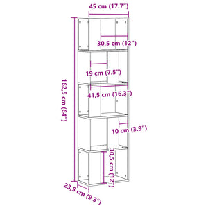 vidaXL Bookcase 5-Tier White 45x23.5x162.5 cm Engineered Wood