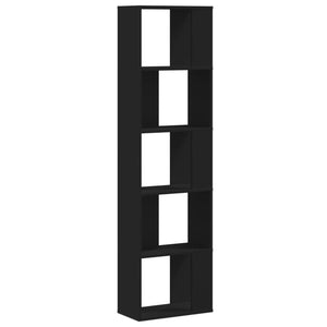 vidaXL Bookcase 5-Tier Black 45x23.5x162.5 cm Engineered Wood