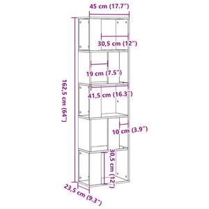 vidaXL Bookcase 5-Tier Black 45x23.5x162.5 cm Engineered Wood