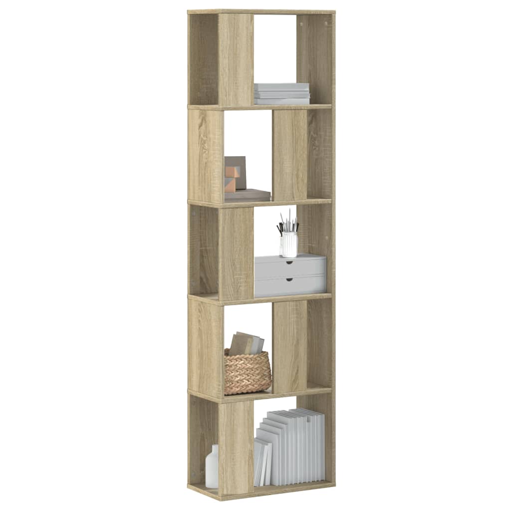 vidaXL Bookcase 5-Tier Sonoma Oak 45x23.5x162.5 cm Engineered Wood