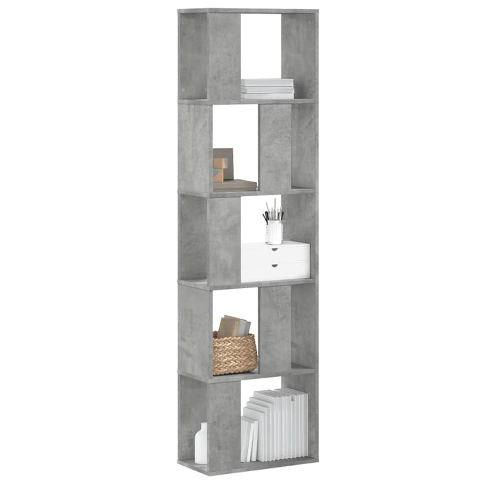 vidaXL Bookcase 5-Tier Concrete Grey 45x23.5x162.5 cm Engineered Wood