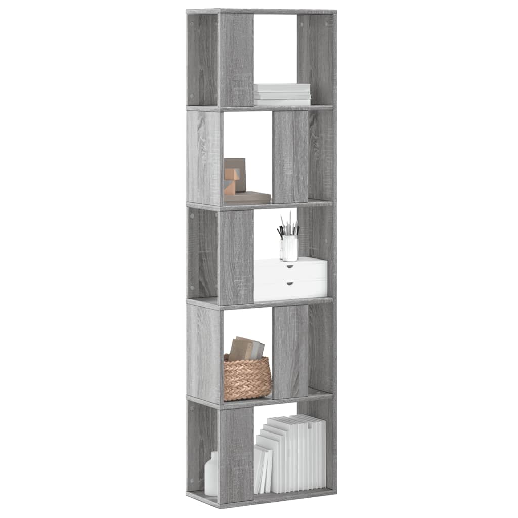 vidaXL Bookcase 5-Tier Grey Sonoma 45x23.5x162.5 cm Engineered Wood