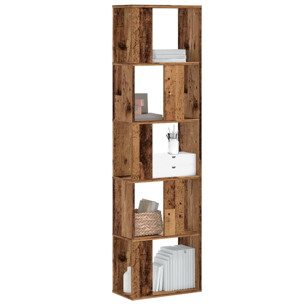 vidaXL Bookcase 5-Tier Old Wood 45x23.5x162.5 cm Engineered Wood