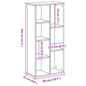 vidaXL Bookcase Black 50x25x105 cm Engineered Wood