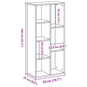 vidaXL Bookcase Smoked Oak 50x25x105 cm Engineered Wood