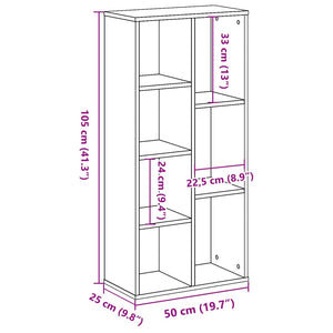 vidaXL Bookcase Brown Oak 50x25x105 cm Engineered Wood