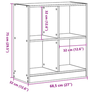 vidaXL Bookcase White 68.5x32x75 cm Engineered Wood