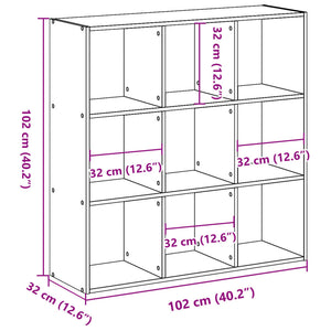 vidaXL Bookcase Black 102x32x102 cm Engineered Wood