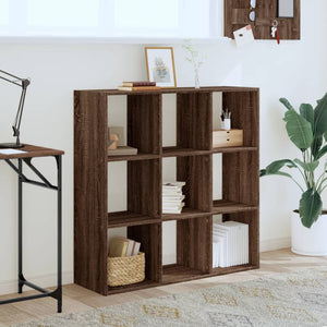 vidaXL Bookcase Brown Oak 102x32x102 cm Engineered Wood