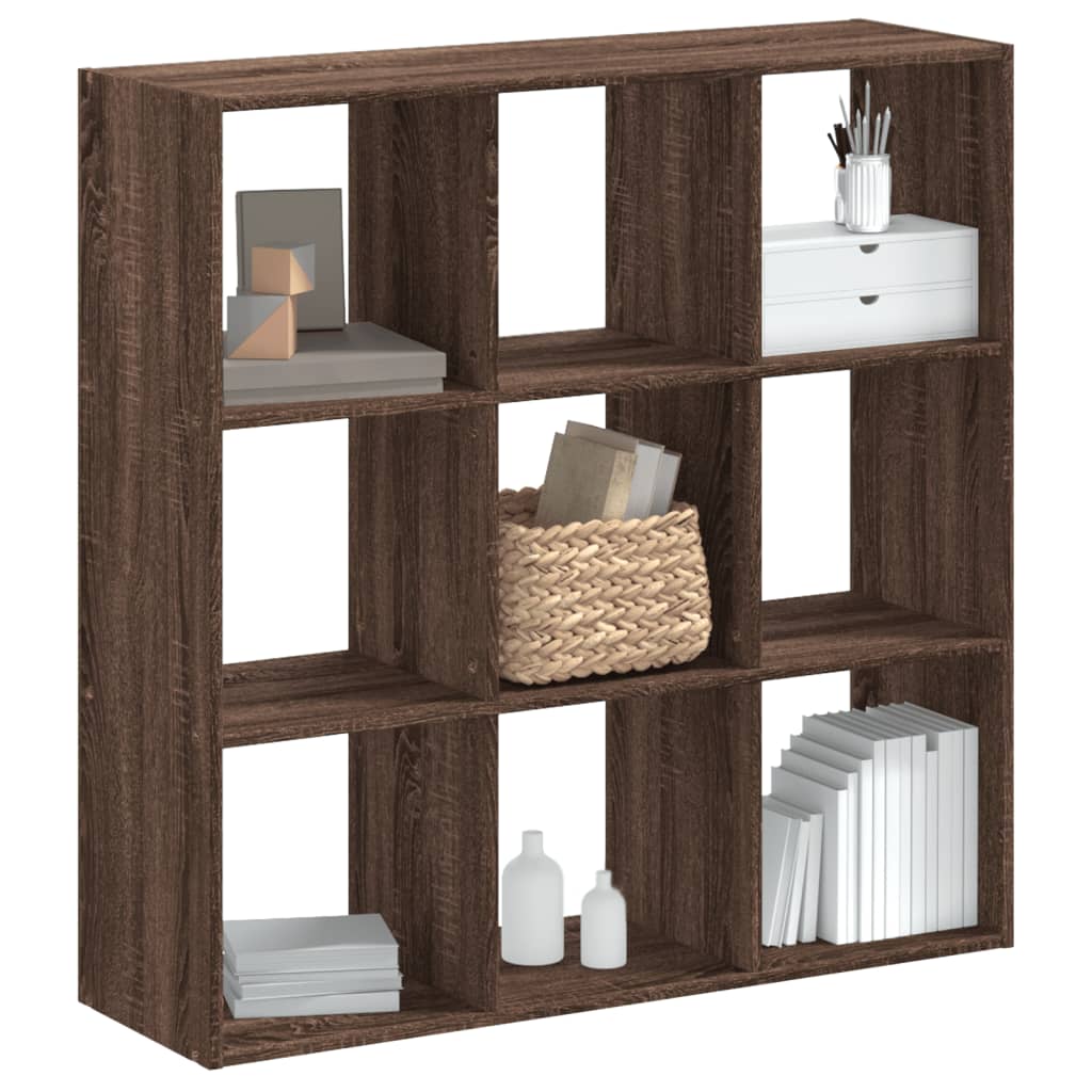 vidaXL Bookcase Brown Oak 102x32x102 cm Engineered Wood