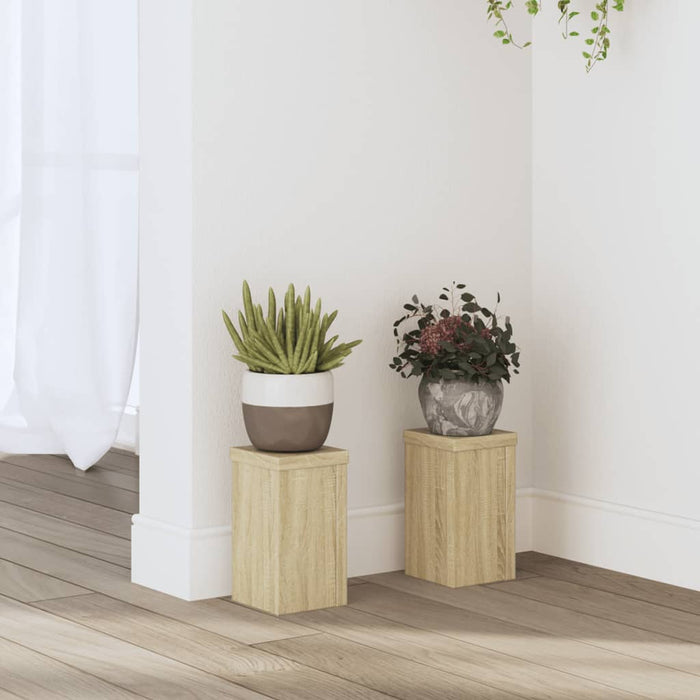 vidaXL Plant Stands 2 pcs Sonoma Oak 10x10x18 cm Engineered Wood