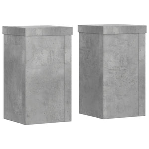 vidaXL Plant Stands 2 pcs Concrete Grey 10x10x18 cm Engineered Wood