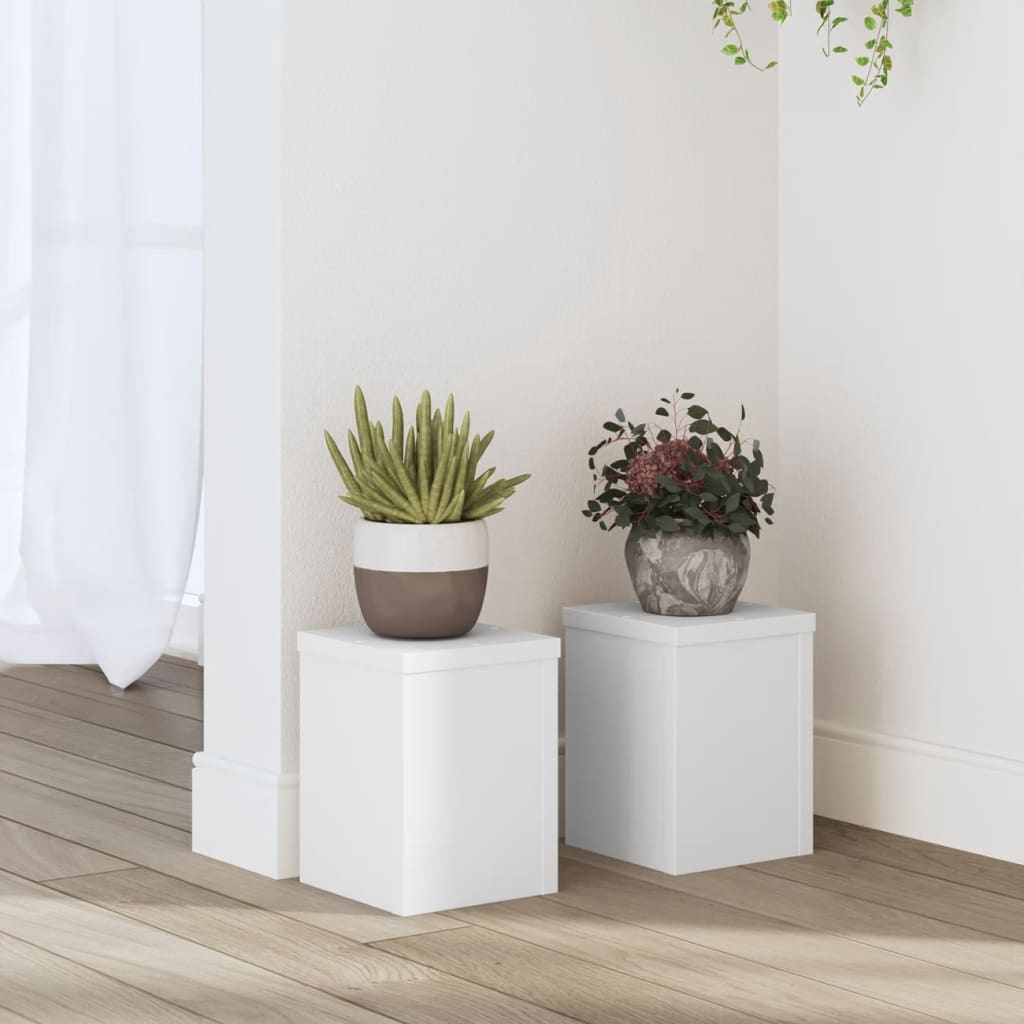 vidaXL Plant Stands 2 pcs White 15x15x20 cm Engineered Wood