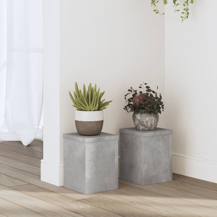 vidaXL Plant Stands 2 pcs Concrete Grey 15x15x20 cm Engineered Wood