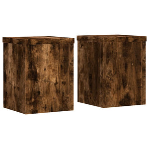 vidaXL Plant Stands 2 pcs Smoked Oak 15x15x20 cm Engineered Wood