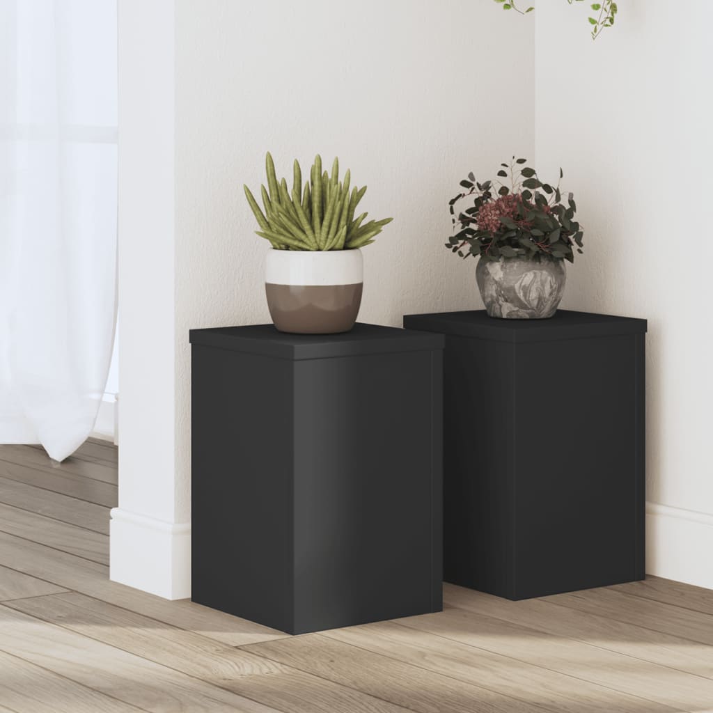 vidaXL Plant Stands 2 pcs Black 20x20x30 cm Engineered Wood