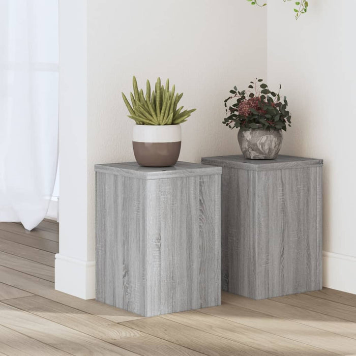 vidaXL Plant Stands 2 pcs Grey Sonoma 20x20x30 cm Engineered Wood