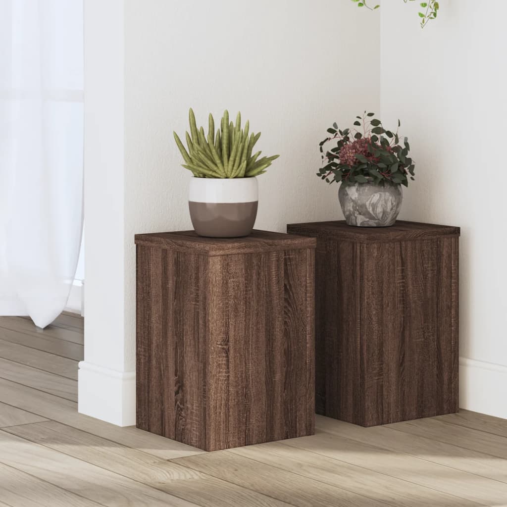 vidaXL Plant Stands 2 pcs Brown Oak 20x20x30 cm Engineered Wood