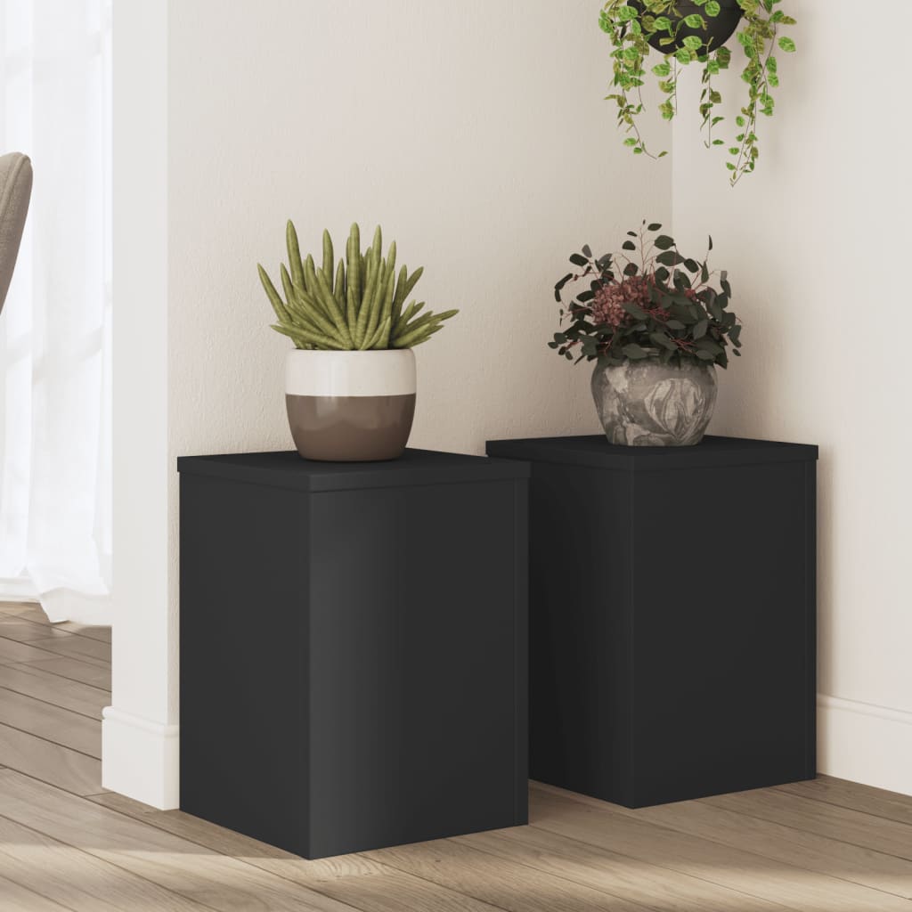 vidaXL Plant Stands 2 pcs Black 25x25x35 cm Engineered Wood