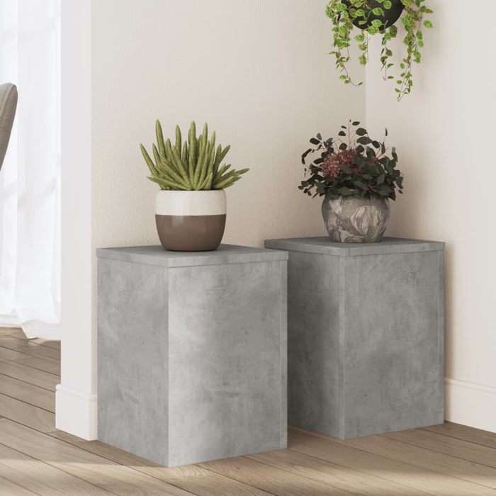 vidaXL Plant Stands 2 pcs Concrete Grey 25x25x35 cm Engineered Wood