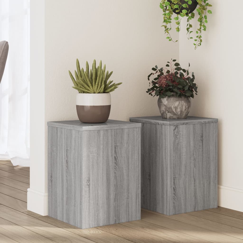 vidaXL Plant Stands 2 pcs Grey Sonoma 25x25x35 cm Engineered Wood