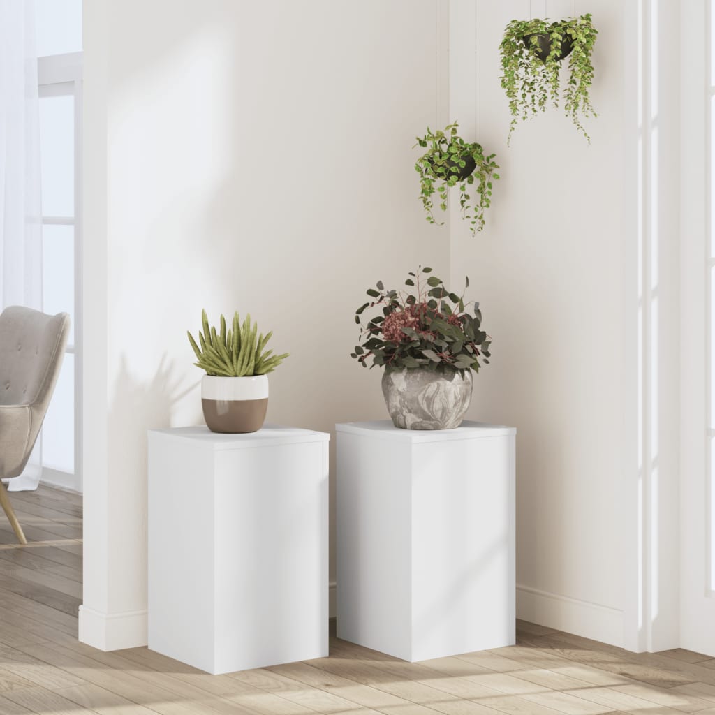 vidaXL Plant Stands 2 pcs White 30x30x50 cm Engineered wood