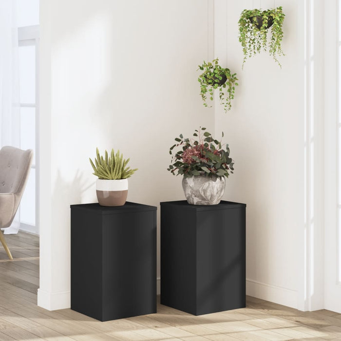 vidaXL Plant Stands 2 pcs Black 30x30x50 cm Engineered wood