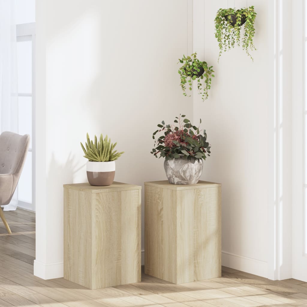 vidaXL Plant Stands 2 pcs Sonoma Oak 30x30x50 cm Engineered wood