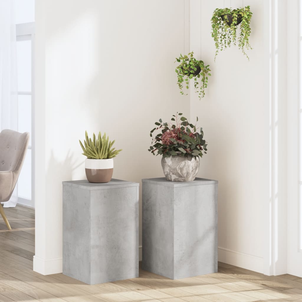 vidaXL Plant Stands 2 pcs Concrete Grey 30x30x50 cm Engineered wood