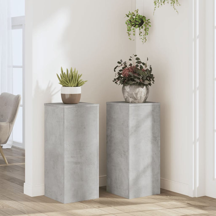 vidaXL Plant Stands 2 pcs Concrete Grey 30x30x70 cm Engineered wood