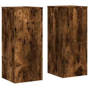 vidaXL Plant Stands 2 pcs Smoked Oak 30x30x70 cm Engineered wood