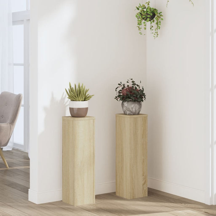 vidaXL Plant Stand 2pcs Sonoma Oak 17x17x60 cm Engineered Wood