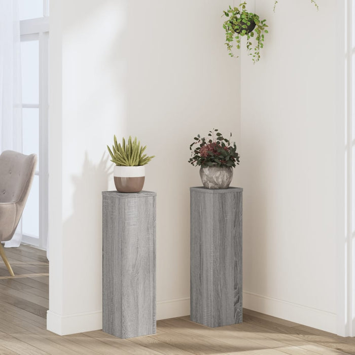 vidaXL Plant Stand 2pcs Grey Sonoma 17x17x60 cm Engineered Wood