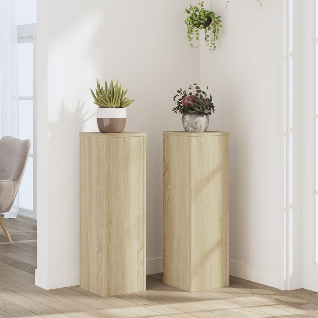 vidaXL Plant Stand 2pcs Sonoma Oak 25x25x80 cm Engineered Wood