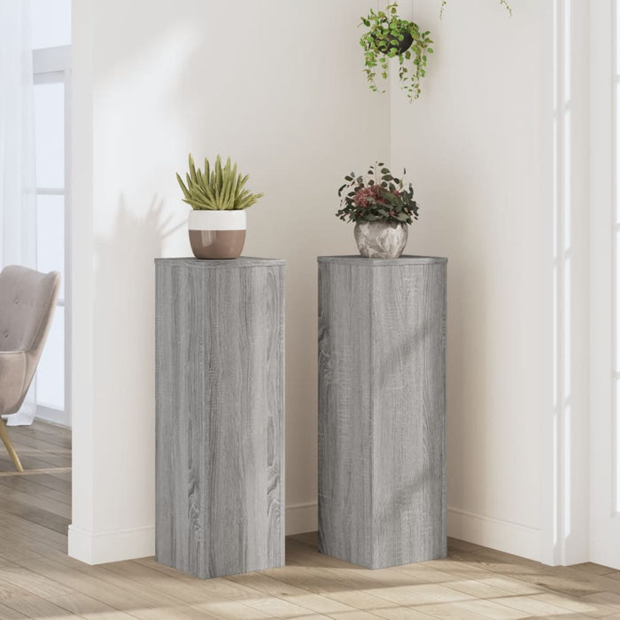 vidaXL Plant Stand 2pcs Grey Sonoma 25x25x80 cm Engineered Wood